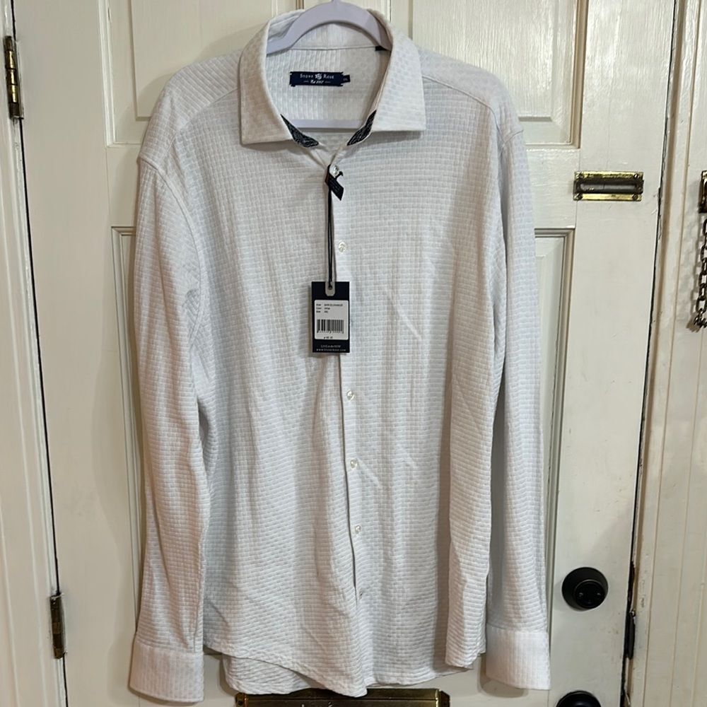 NWT Stone Rose White patterned knit button down size xxl